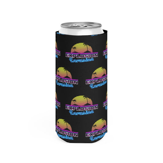 Explosion Invasion Slim Can Koozie - Black