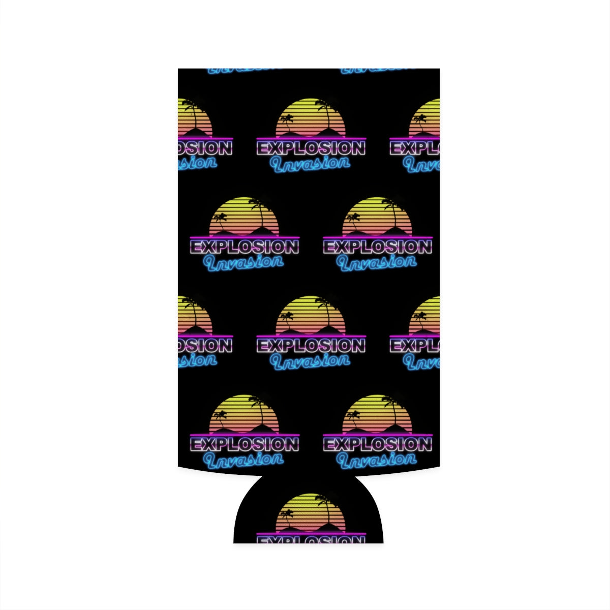 Explosion Invasion Slim Can Koozie - Black